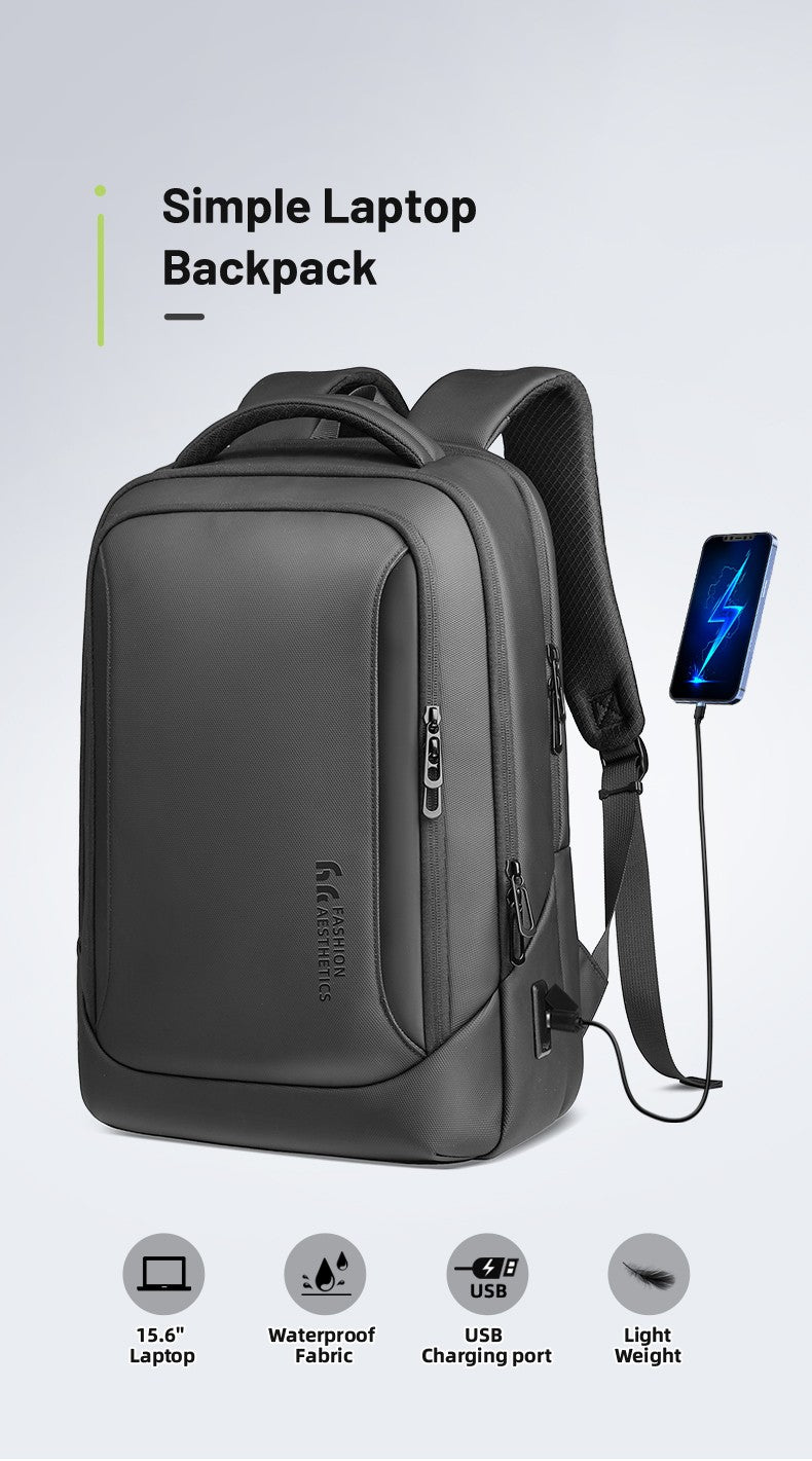HK Men's Designer Laptop Bag Waterproof School Bags for College Boys Male Business Sports Travel Backpack Men With USB Charging