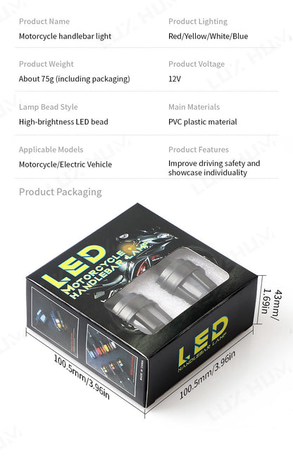 Luz estroboscópica de guidão de motocicleta, luz indicadora de LED de alto brilho, luz de seta para scooter 12V, lâmpada de advertência lateral à prova d'água