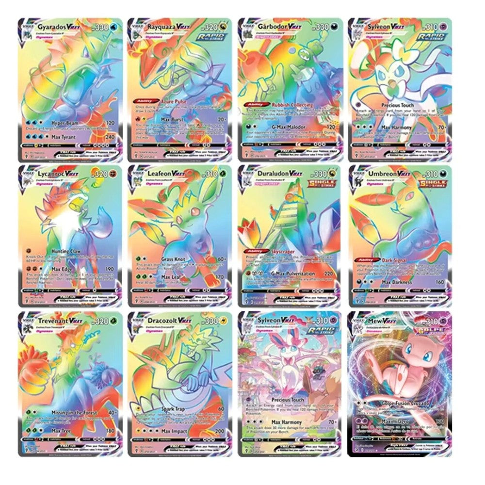 Cartas de Jogo Pokémon em Inglês/Alemão/Espanhol/Coreano/Francês Pikachu Mew Coleção de Cartas Colecionáveis PTCG Brinquedos de Presente Cartas de Jogo de Mesa