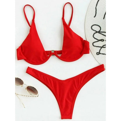 Split Bikini Push Up Swimsuit Women Sexy Triangle High Cut Thong Bikini Set Summer 2025 New Beach Vacation Bathing Suit 2 Piece