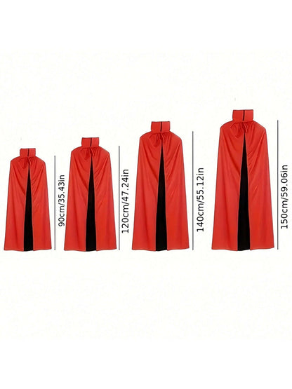 90Cm/120Cm/140Cm/150Cm Halloween Costumes for Men and Women, Role-Playing Apparel, Adult Stand-Collar Cape, Black and Red Reversible Long Robe, Unisex Adult Style, Reversible Stand-Collar Long Robe Cape