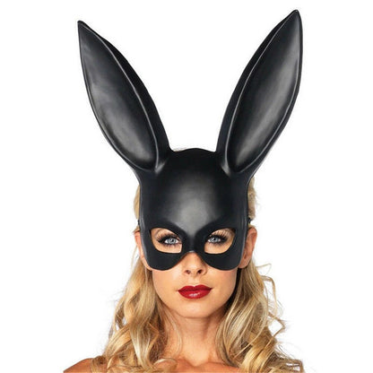 Half Face Rabbit Mask Black White Halloween Mask Christmas Bar Masquerade Party Rabbit Ears Masks Sexy Cosplay Props