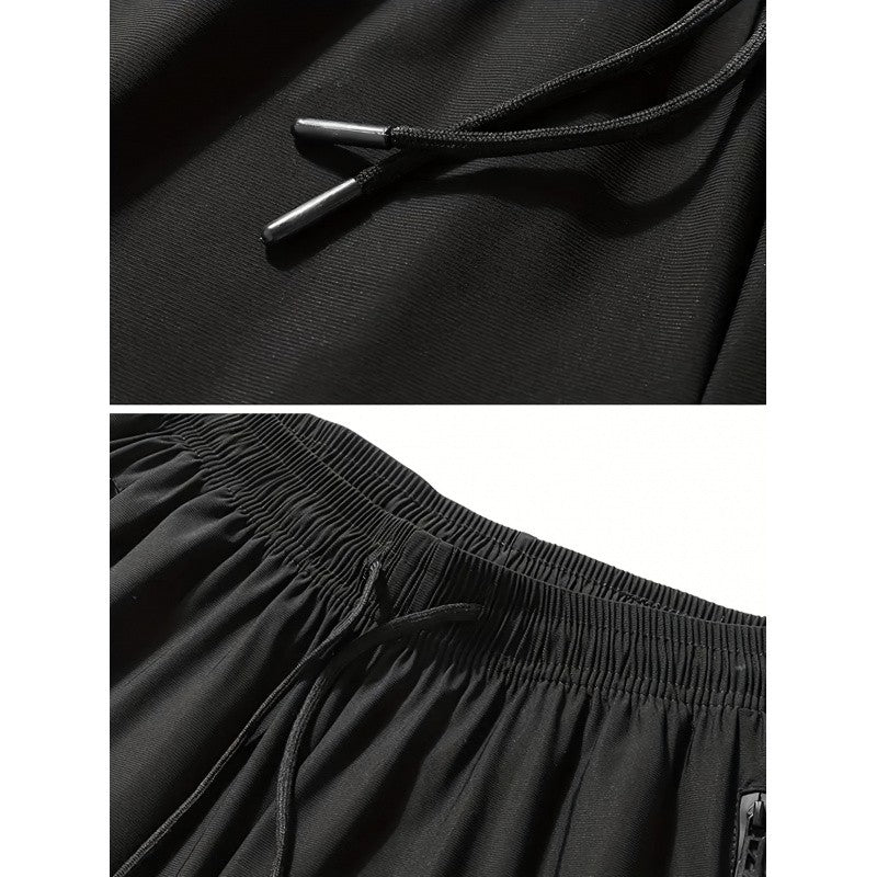 Calça Jogging Masculina de Verão Duas Cores Respirável Elástica Esportiva com Zíper Calça Jogger Masculina Reta para Pesca Academia