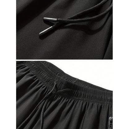 Calça Jogging Masculina de Verão Duas Cores Respirável Elástica Esportiva com Zíper Calça Jogger Masculina Reta para Pesca Academia