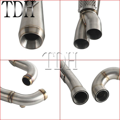 Motorcycle Drag Exhaust Stainless 2-1 Exhaust System For Harley Dyna W/ Mid-Controls Forward Controls Wide Super Glide 2006-2017