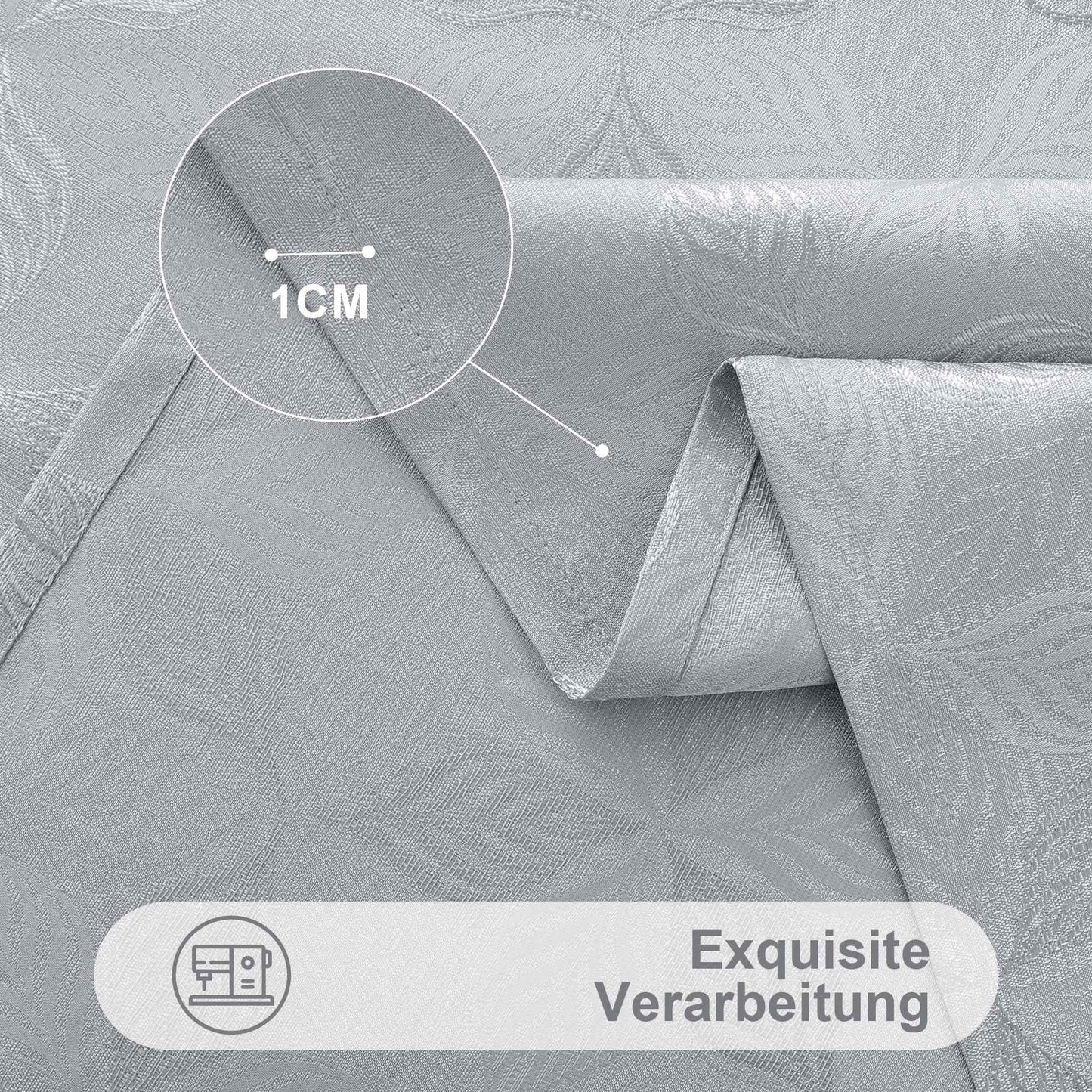 Olanly Rectangle Table Cloth For Home Jacquard Dyeing Tablecloth For Banquet Party Leaf Flower Diagram Polyester Tablecloth Grey