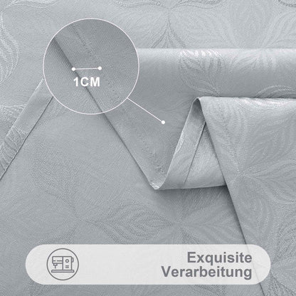 Olanly Rectangle Table Cloth For Home Jacquard Dyeing Tablecloth For Banquet Party Leaf Flower Diagram Polyester Tablecloth Grey