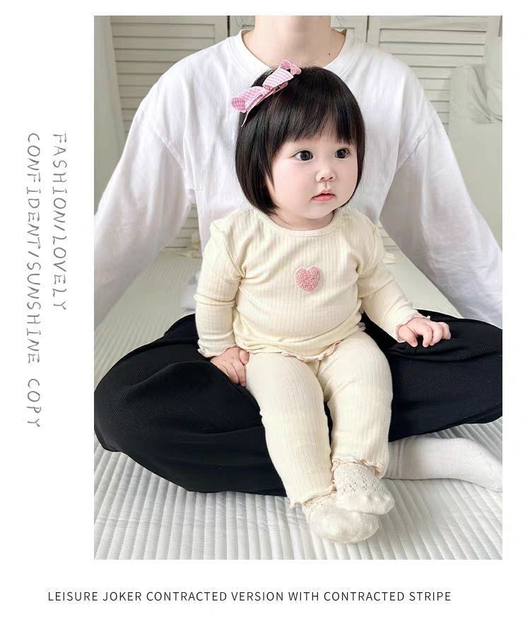 Cute Lovely Girls 2025 Autumn Pajama Set Korean Style Homewear 2 Piece Outfit Warm Long Sleeve Kids Sleepwear