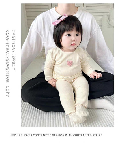 Cute Lovely Girls 2025 Autumn Pajama Set Korean Style Homewear 2 Piece Outfit Warm Long Sleeve Kids Sleepwear