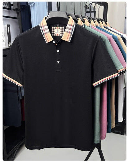 Luxury brand short sleeve polo shirt men fashion simple solid color summer new mercerized cotton breathable casual lapel T shirt