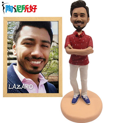 Custom Handmade Bobblehead Figure, Personalized Clay Doll on Photos, Real Person Figurine 3D Customization, Christmas Gift for M