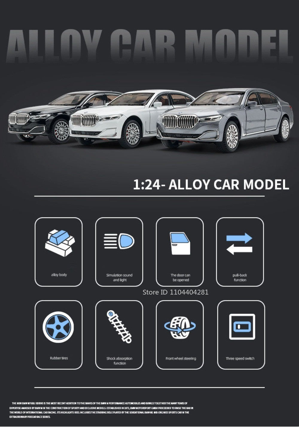 1:24 O 7 760Li Modelo I5 M60 Carro de Liga Fundida Brinquedos 6 Portas Abertas Luz Sonora Puxar para Trás Veículos Miniatura Presentes de Aniversário para Menino