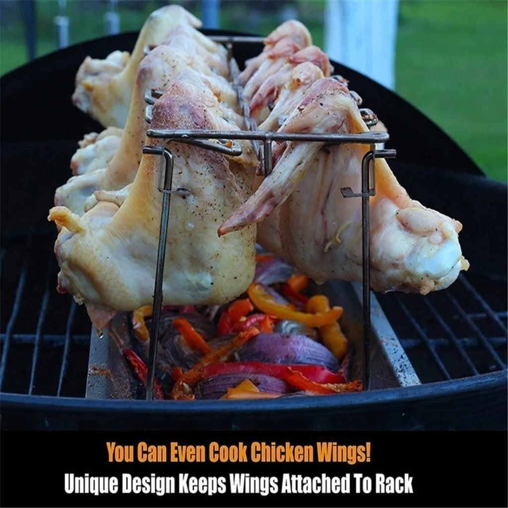 Folded Roast Rack Roast Chicken Leg Rack Chicken Wing Leg Rack Grilling BBQ Non-Stick Barbecue Rib Stainless Steel