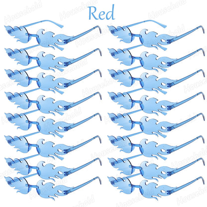 12-120Pcs Fire Flame Sunglasses Rimless Fire Sunglasses Candy Color Party Sunglasses Wedding Funny Sunglasses for Guest