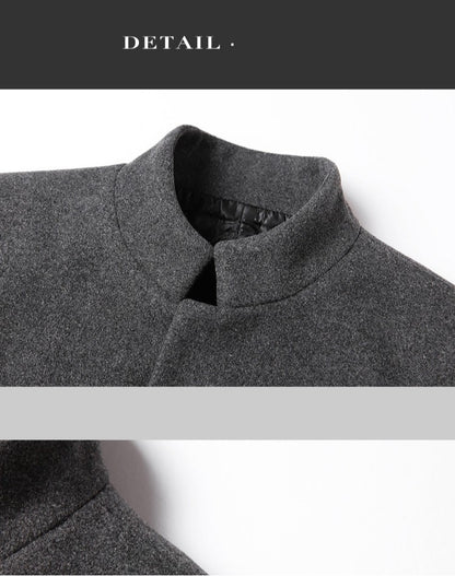 BROWON Brand Business Casual Trench Coat Men Chinese Style Solid Color Winter Coat Men 2025 Autumn and Winter Wool Coat for Men