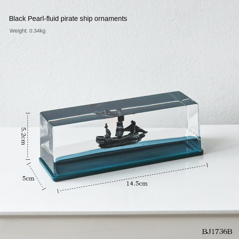 Float Titanic Ship Fluid Liquid Drift Bottle Black Pearl Barco Figure Ship Boat Decor Living Room Decoration Desk Accessories