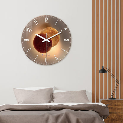 Light Luxury Shadow Pattern Tempered Glass Wall Clock for Living Room, Bedroom, Kitchen, Home Decoration, Silent Quartz Clock, Holiday Gift, 12 Inches, 14 Inches 16inch (Battery Not Included)