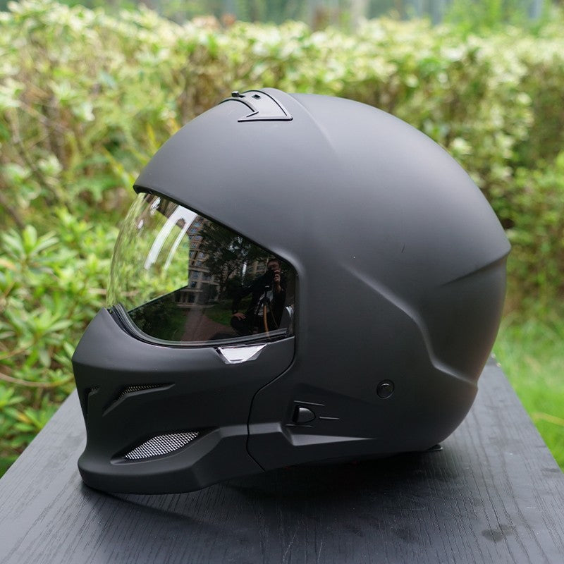 Black Matte Motorcycle Helmet Men Stylish Full Face Winter  Removable Front Face