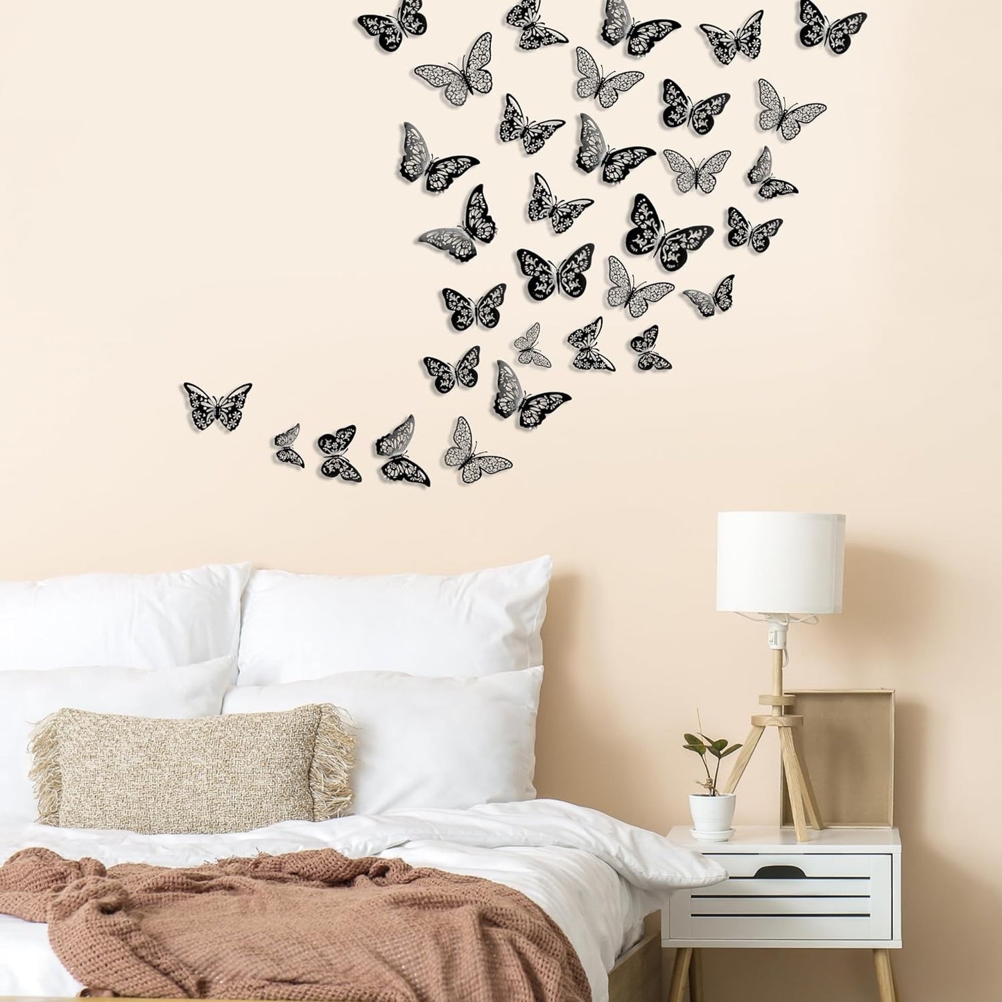 48 Pcs Silver Butterfly Decorations Butterfly Wall Decor 3D Butterfly Party Decorations Butterflies for Bouquet Cake Decorating