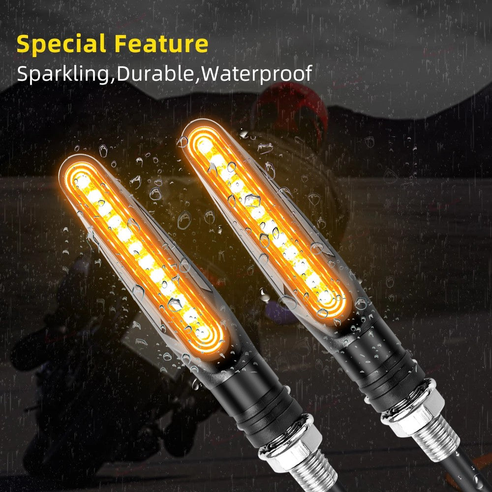 2PCS Sinais de Direção LED para Motocicleta Luz 12 SMD Pisca Traseiro Fluxo de Água Pisca-Pisca IP68 Flexível Luzes Piscantes para Motocicleta