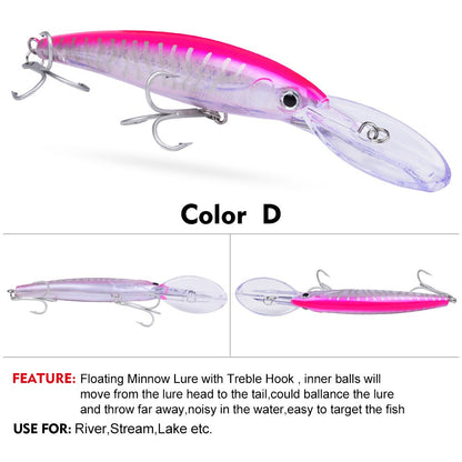 Isca Artificial Flutuante Minnow 32g 50g 75g Isca de Pesca Longa Arremesso Água Salgada Robalo Iscas Duras Minnow para Pesca de Robalo