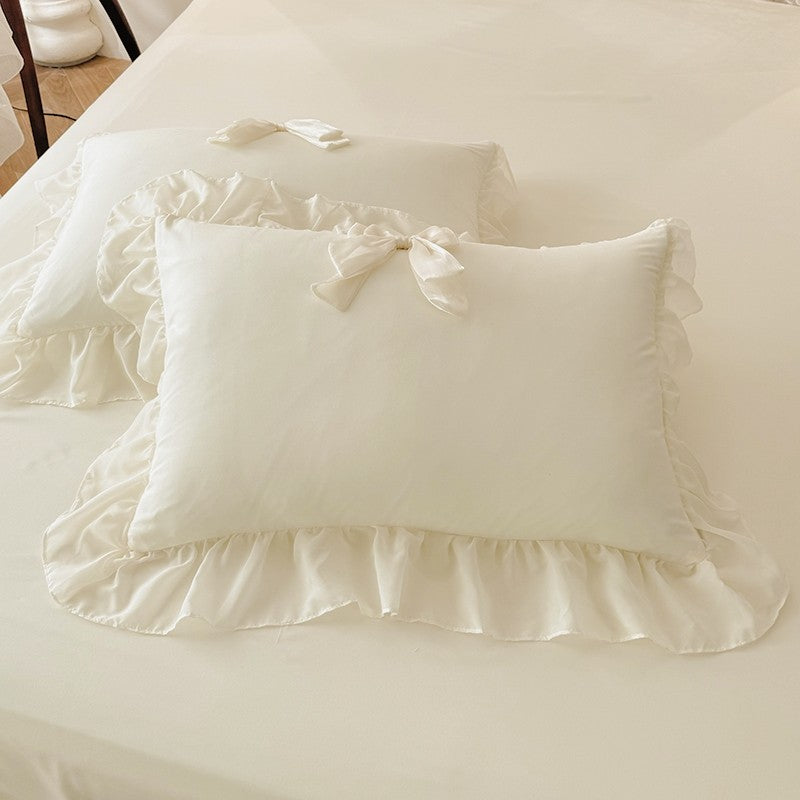 3pcs White Bedding set ruffles Duvet Cover Set (1*Duvet Cover + 2*Pillowcase, Without Core)for bedroom guest room