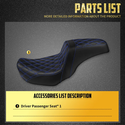 Assento Duplo de Couro para Piloto e Passageiro Dianteiro Traseiro de Motocicleta para Harley Dyna 2006-2017 Fat Bob Low Rider FLD