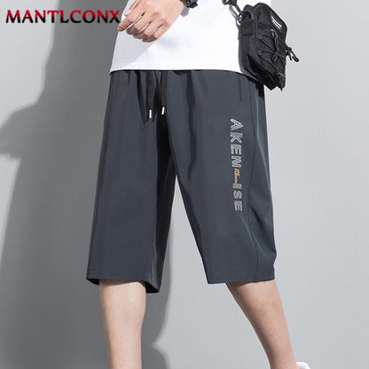 New Fashion Sports Shorts Men Elastic Waist Shorts Male Breathable Quick Dry Comfortable Men's Short Pants Men Bottom Black XXXL
