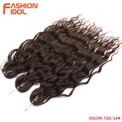 FASHION IDOL Cabelo de Crochê Torção Laranja Extensões de Cabelo Trançado de Onda Profunda Sintética Cabelo Onda de Água 24 Polegadas Fibra Resistente ao Calor