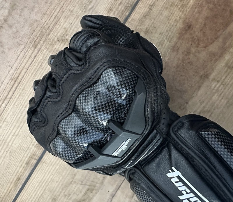 Luvas de Couro Genuíno Masculinas para Motociclistas com Fibra de Carbono, Luvas de Motocross com Proteção de Segurança, Tela Sensível ao Toque, para Dirigir ao Ar Livre, Guantes Moto