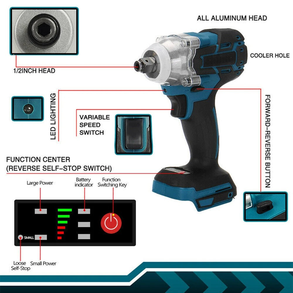 Conjunto combinado de esmerilhadeira angular elétrica sem escova de 125mm de 18V para parafusadeira de impacto e ferramenta elétrica Makita