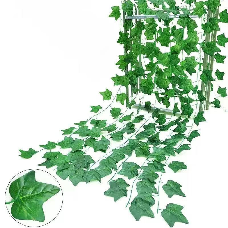 2.1M Green Ivy Leaf Hanging Vine Artificial Garland Silk Wall Plant Home Garden Decoration Wedding Party DIY Fake Wreath Leaves
