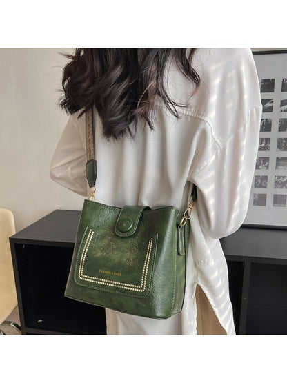 PU Shoulder Bag Multi-pocket Design Zipper and Buckle Opening Design Fashionable Versatile Messenger Bag