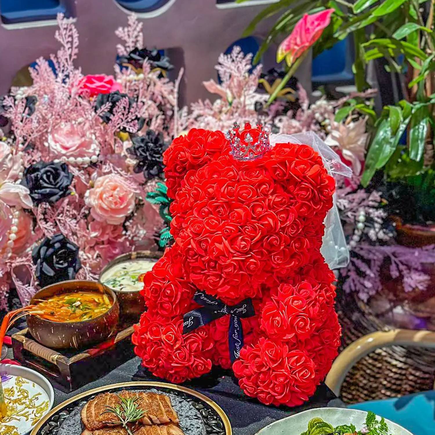1000x Artificial Red Foam Rose Heads DIY Teddy Bear Rose Flowers Head Bouquet for Wedding Valentine's Day Party Home Decoration