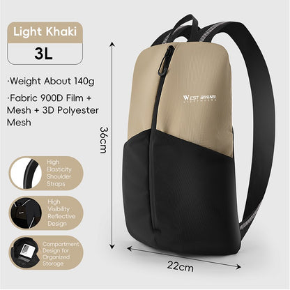 WEST BIKING Portable Lightweight Cycling Backpack Multi-Pocket Design Reflective Water Repellent Trekking Backpack Elastic Strap