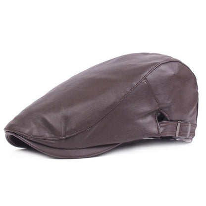 New Men Women Berets Faux Leather British Vintage Flat Cap Male Solid Black Red Navy Brown Newsboy Caps Adjustable Driver Hats