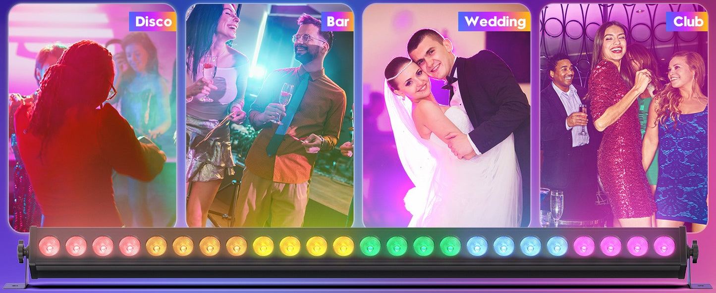 U'King 1/2Pcs 60W RGB 24LED Wall Wash Light Bar With Remote Controller DMX512 Stage Light Bar For DJ Wedding Party Church Music