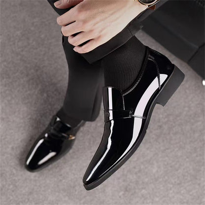Black PU Patent Leather Shoes For Men Casual Business Shoes Formal Office Work Shoes For Male Party Wedding