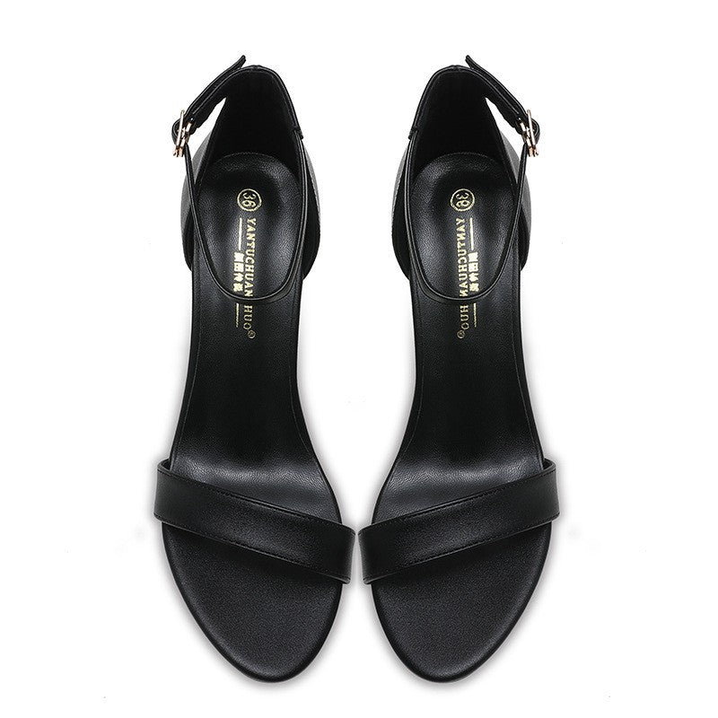 Summer Women's Sandals Solid Color Simple Fashion Buckle Comfortable Casual Sandals Shoes Sexy Elegant Banquet Party High Heels