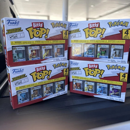 Bitty Funko Pop Pokémon Pikachu Bulbasaur Charmander?? Boneco Miniatura Genuíno 4 Pacotes Série Decoração Modelo de Boneco de Ação Colecionável
