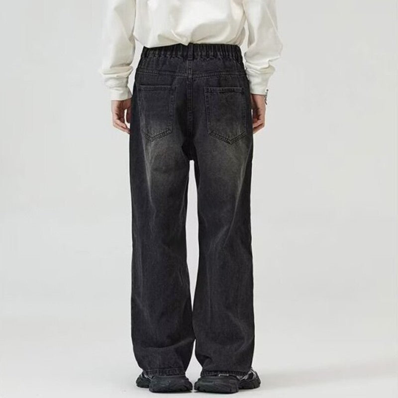 Calça Jeans Masculina Clássica Americana Hip Hop Rap Perna Larga Juventude Popular Masculina Reta Retrô Solta Calças Jeans Oversized