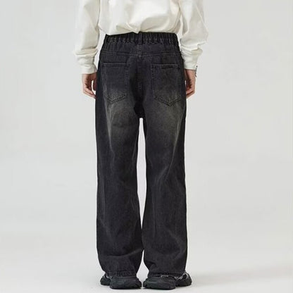Calça Jeans Masculina Clássica Americana Hip Hop Rap Perna Larga Juventude Popular Masculina Reta Retrô Solta Calças Jeans Oversized