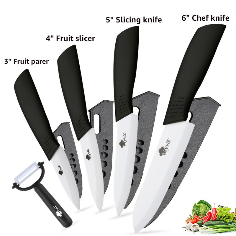 Conjunto de Facas de Cerâmica para Cozinha, 3 4 5 6 polegadas, Faca do Chef, Utilitária, para Fatiar, Cortar Frutas, Legumes, Comida de Bebê, para Descascar, Cabo Antiderrapante