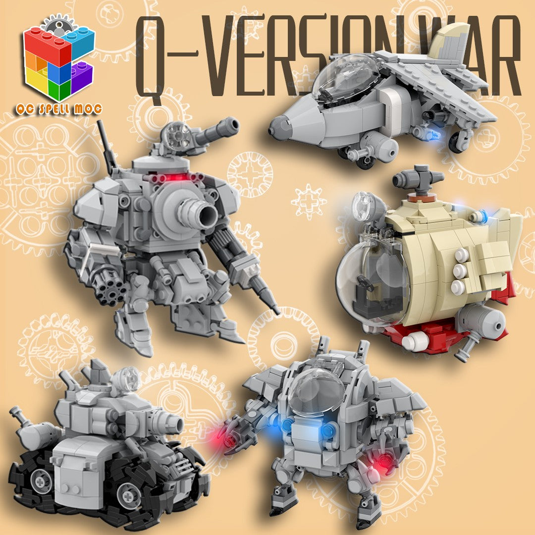 MOC Metal Slug Militar Blocos de Construção Conjunto Tanque Avião Submarino Robô Mecha Arma Alivio do Estresse Soldados Modelo Brinquedos Infantis