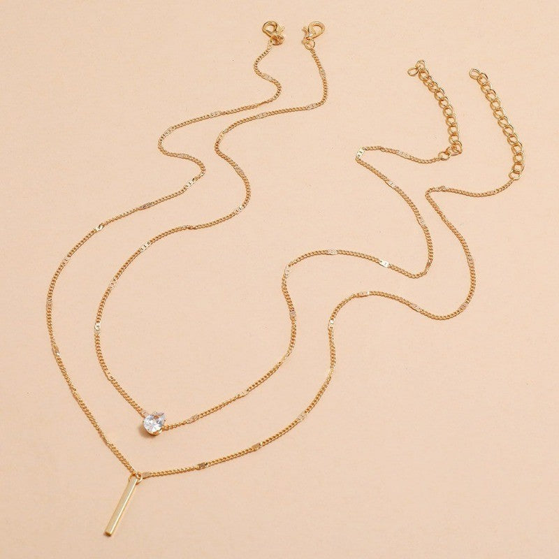Colar de Pingente em Camadas na Corrente de Pescoço Feminino Cristal Zircônia Coração Estrela Charm Colar Camadas Vintage Joias de Pescoço Femininas Quentes