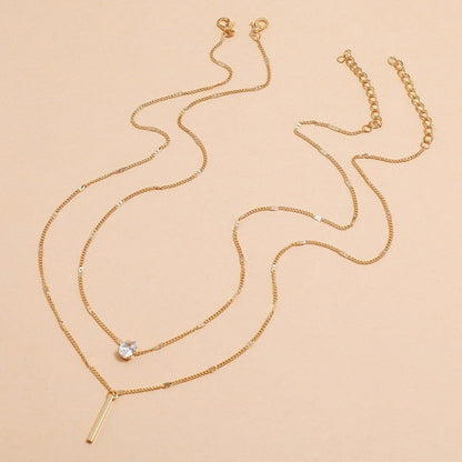 Colar de Pingente em Camadas na Corrente de Pescoço Feminino Cristal Zircônia Coração Estrela Charm Colar Camadas Vintage Joias de Pescoço Femininas Quentes