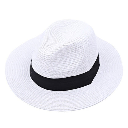 Chapéu de verão Chapéu Panamá de palha Cartola britânica Chapéu de praia dobrável masculino e feminino Chapéu de proteção solar