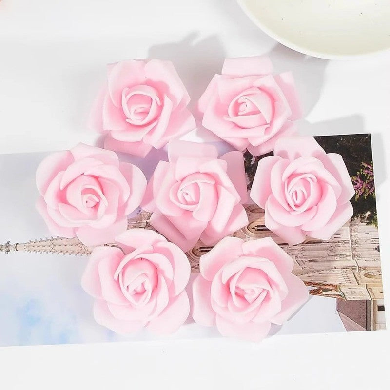 5-100pcs Fake Rose Flower Green Leaves for Valentine's Day Wedding Birthday Party Artificial Roses Heads with Stems Supplies