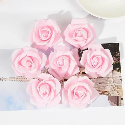 5-100pcs Fake Rose Flower Green Leaves for Valentine's Day Wedding Birthday Party Artificial Roses Heads with Stems Supplies