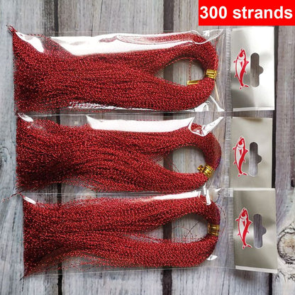 Pacote com 3 ou 10 unidades de 300 fios de tinsel torcido para iscas de pesca com mosca, linha de amarração, flash de cristal brilhante, material DIY